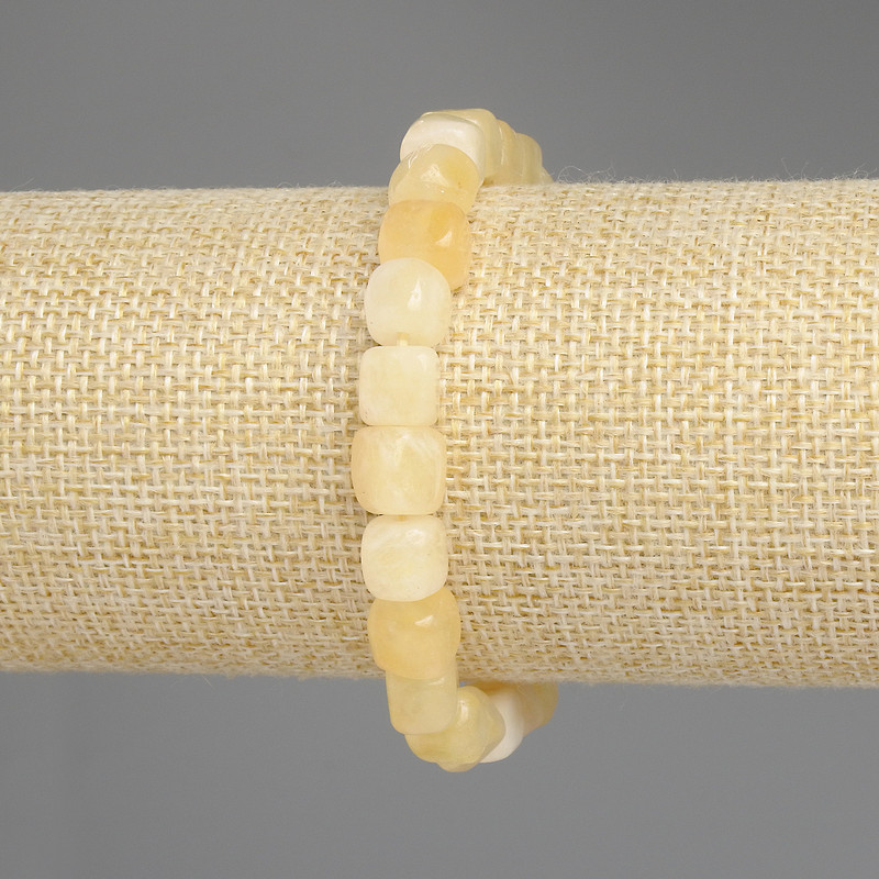Bracelet en citrine en cubes, diamètre 7,5 mm, longueur 18 cm, élastique