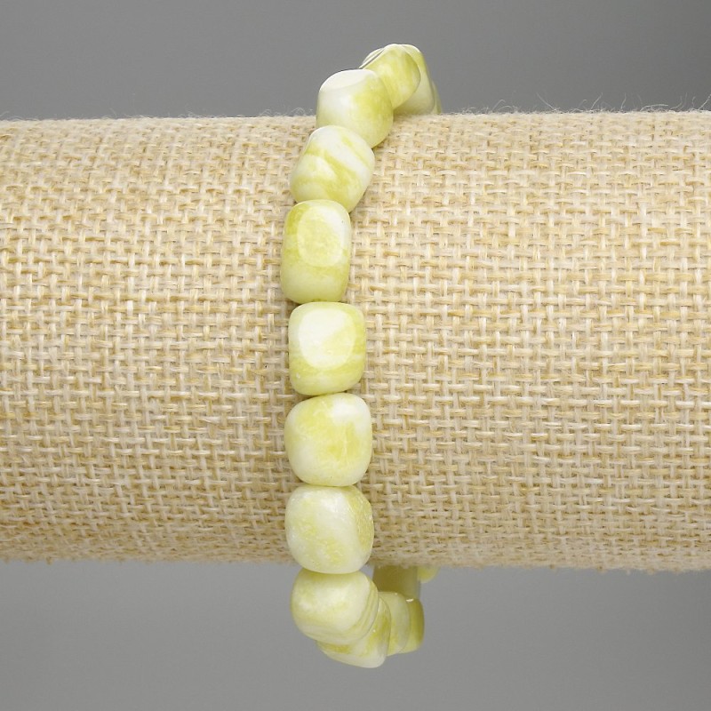 Bracelet en jadéite facettée, diamètre 9-10×8 mm, longueur 18 cm ± élastique