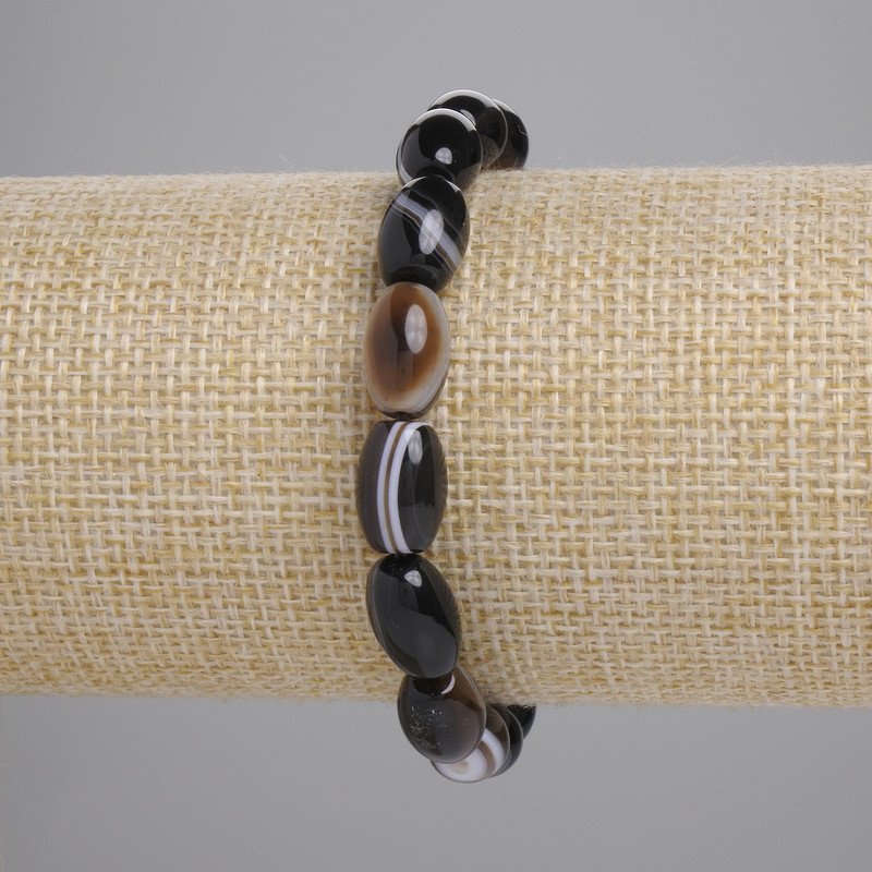 Bracelet en grains d'agate, diamètre 12×8 mm, longueur 18 cm, élastique
