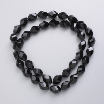 Perles en cristal tchèque sur fil noir mat, losange faceté, diamètre 11 × 7,5 mm, longueur 44 cm (+/-)