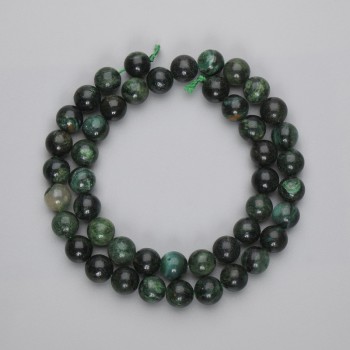 Perles d'émeraude, sphères lisses, diamètre 8,5 mm +/- longueur 39 cm sur fil