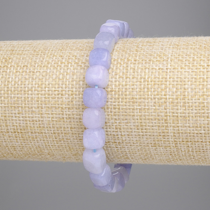 Bracelet élastique en aigue-marine, cubes, taille 7,5×7,5 mm, longueur 18 cm ±