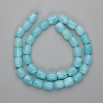 Perles d'aigue-marine barillet, diamètre 10,5×9 mm ±, longueur 38 cm ± sur fil
