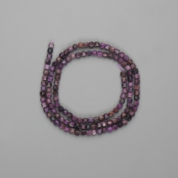 Perles de charoïte facettées en cube 3×3 mm sur fil