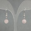 Boucles d'oreilles quartz rose boule lisse, diamètre 8 mm, longueur 30 mm