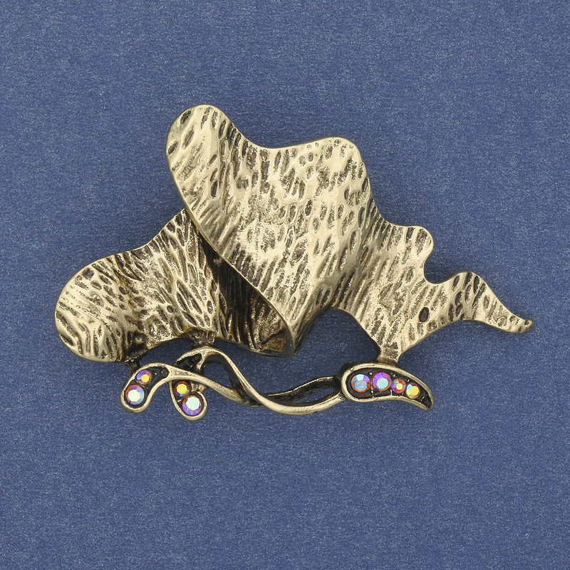 Broche-pendante Accent doré et strass 50×30 mm+