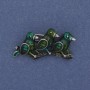 Broche Oiseaux sur une branche émail vert métal argenté 35×19 mm+