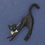 Broche Chat noir émaillé avec strass en métal doré 60×37 mm+