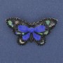 Broche Papillon en haliotite, émaillée, métal argenté, 50×30 mm+