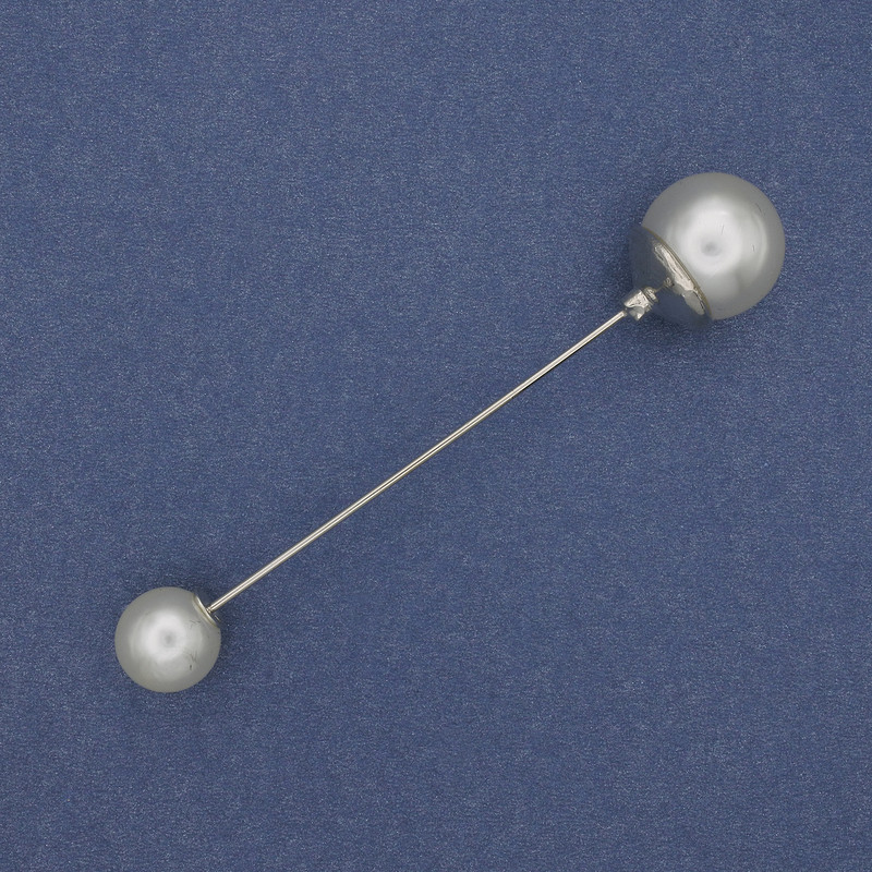Broche-épingle avec perles de Majorque argentée