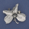 Broche-pendentif «Feuille» avec strass en métal argenté 60×63 mm+