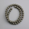 Perles de pyrite, sphères lisses, diamètre 8 mm, longueur environ 37 cm