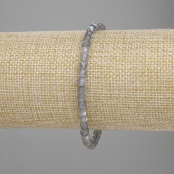 Bracelet en labradorite facettée, cubes, diamètre 4×4 mm, longueur 18 cm ±, élastique