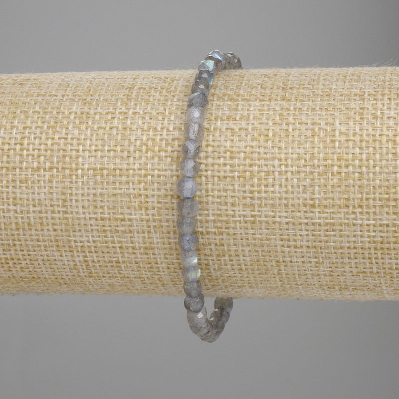 Bracelet en labradorite facettée, cubes, diamètre 4×4 mm, longueur 18 cm ±, élastique