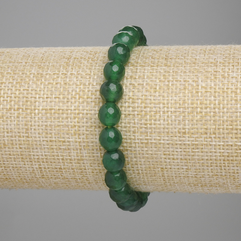 Bracelet chrysoprase boules facettées, diamètre 8 mm ±, longueur 18 cm ±, élastique