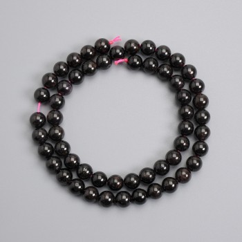 Perles de grenat boules lisses 7 mm, longueur environ 38 cm sur fil