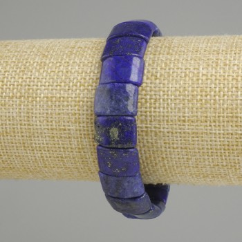 Bracelet en lapis-lazuli à maillons, diamètre des perles 14–15 × 9 mm, 5–10 mm ±, longueur 18 cm (élastique)