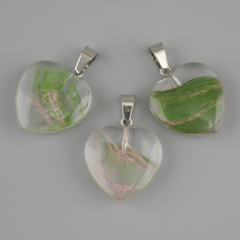Pendant Cœur (résine transparente) 21×21×30 mm+