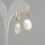 Boucles d'oreilles en perles baroques 18×15 mm ±, longueur 40 mm ±