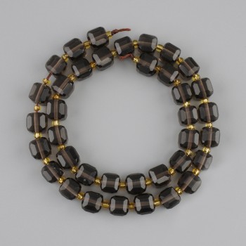 Perles de quartz fumé cube facetté 8×8 mm, graines de rocaille 3 mm, longueur d'environ 37 cm sur fil