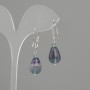 Boucles d'oreilles fluorite en forme de goutte, diamètre 14×10 mm ±, longueur 37 mm+