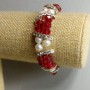 Bracelet en perles d'eau douce et cristal tchèque, longueur 18 cm, élastique