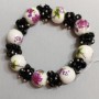 Bracelet en verre tchèque et agate pressée, longueur 18 cm, sur élastique