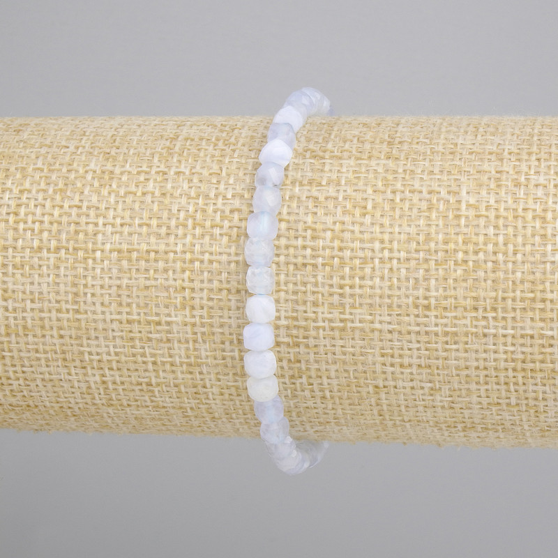 Bracelet en agate facettée en cubes de 5 mm, longueur 18 cm, sur élastique