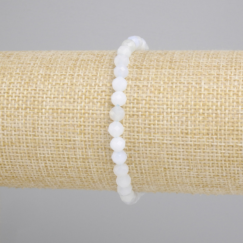 Bracelet en agate, boules facettées de 5 mm, longueur 18 cm, élastique