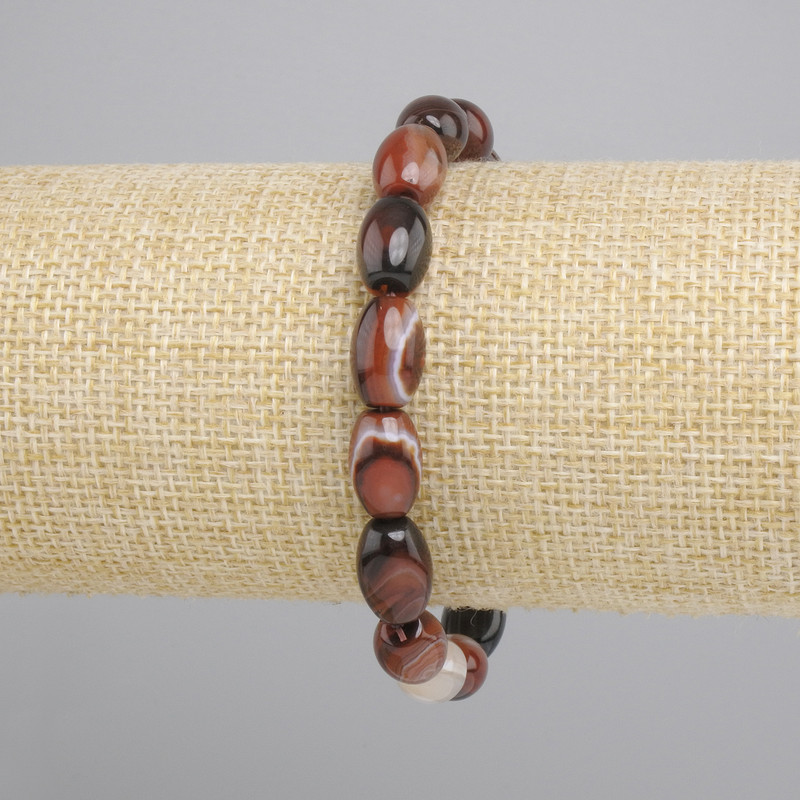 Bracelet en agate, perles de forme grain 12×8 mm, longueur environ 18 cm, élastique