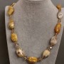 Collier en agate et cristal tchèque, longueur 67 cm