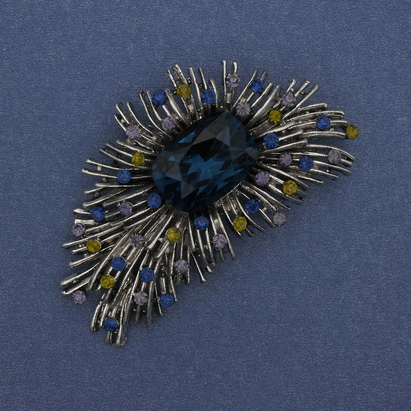 Broche Accent avec cristal bleu
