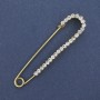 Broche-épingle à strass blancs 72 × 17 mm ± métal doré