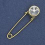 Broche-épingle cristal blanc 38×10 mm ± métal doré