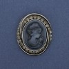 Broche-pendentif Camée Dame, strass, métal argenté, 44×37 mm +