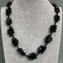 Collier long en agate et cristal tchèque, longueur 110 cm+
