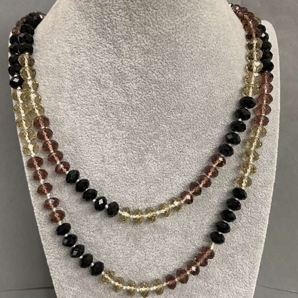 Collier long en cristal tchèque, longueur 158 cm+