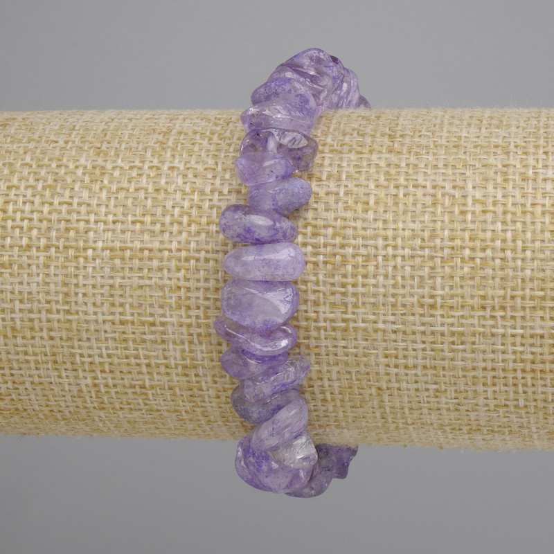 Bracelet d'éclats d'améthyste, diamètre 9-15 × 4-6 mm ±, longueur 18 cm ±, élastique