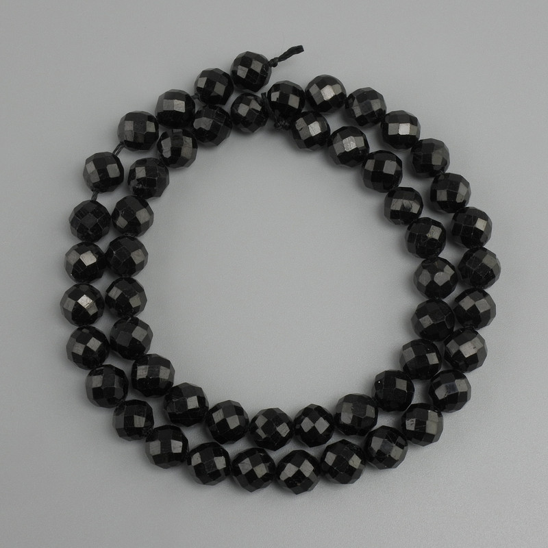 Perles de tourmaline facettées, diamètre 7 mm, longueur 38 cm ±