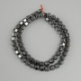 Perles Hématite polyédriques, diamètre 6x5,5mm+-, longueur 40cm+