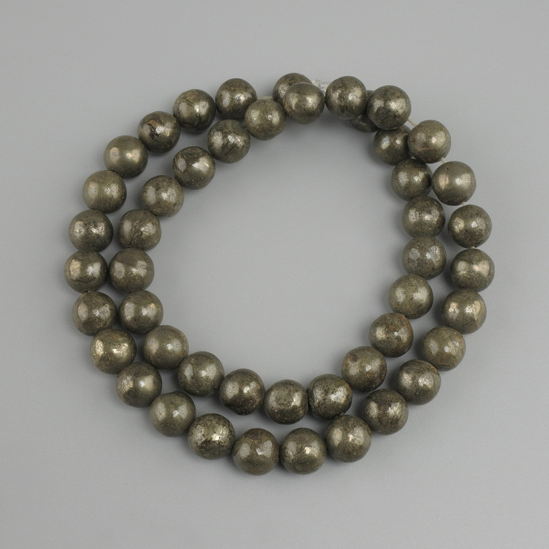 Perles Pyrite boule lisse, diamètre 8,5mm+-, longueur 38cm +