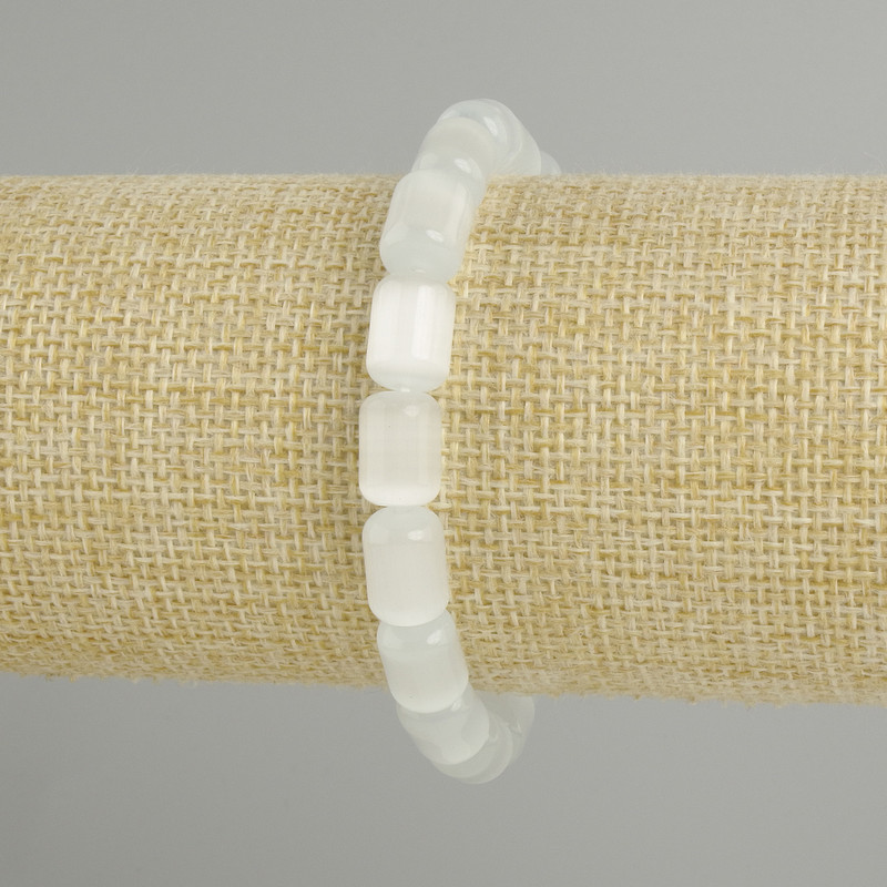 Bracelet Œil-de-chat cylindrique, diamètre 10×8 mm ±, longueur 18 cm ±, élastique
