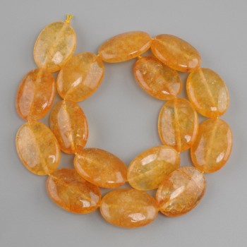 Perles Citrine ovale, diamètre 25x18mm, longueur 39cm