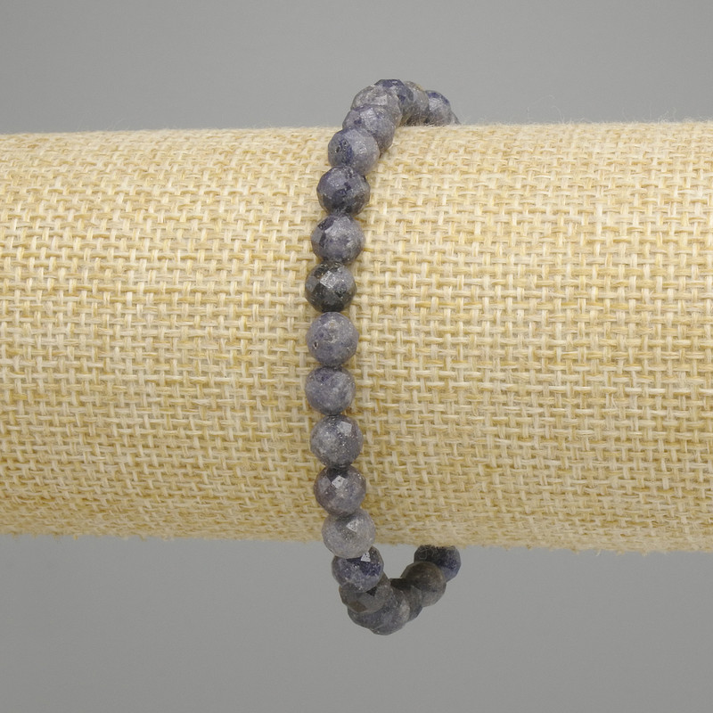  bracelet Saphir facetté perle, diamètre 6 mm +-, longueur 18 cm +- élastique