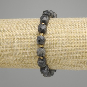  Bracelet Labradorite facettée cube, diamètre 8-9mm±, perles 3mm±, longueur 18cm ± élastique