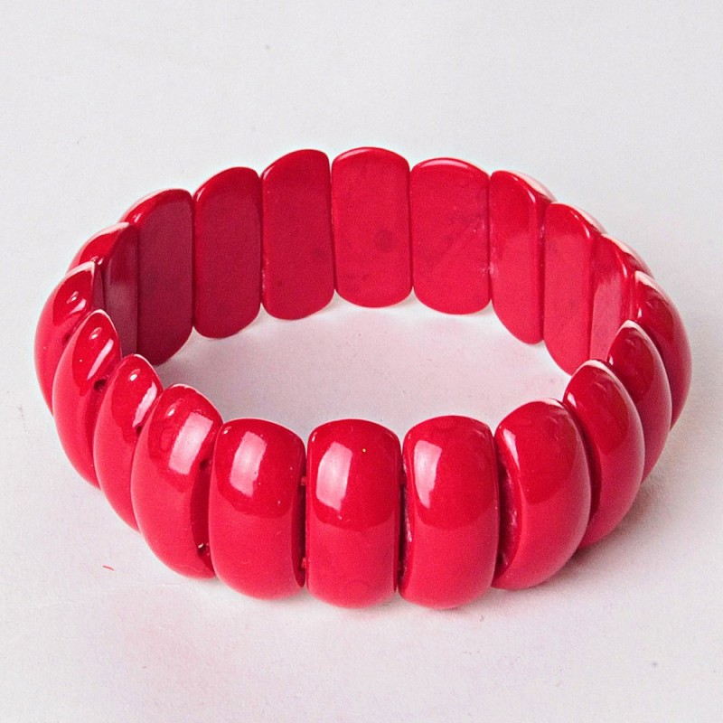 Bracelet à maillons rectangulaires 2x1 cm, corail pressé