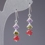 Boucles d'oreilles à cristaux colorés «Feu de circulation», longueur 4 cm