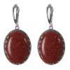 Boucles d’oreilles en aventurine « sable doré », monture à griffes, pierre ovale 2,8 × 2,1 cm, longueur 4,5 cm — en promotion