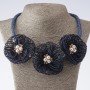 Collier à cordon Barhattsi textile mode bleu, longueur 48-55 cm