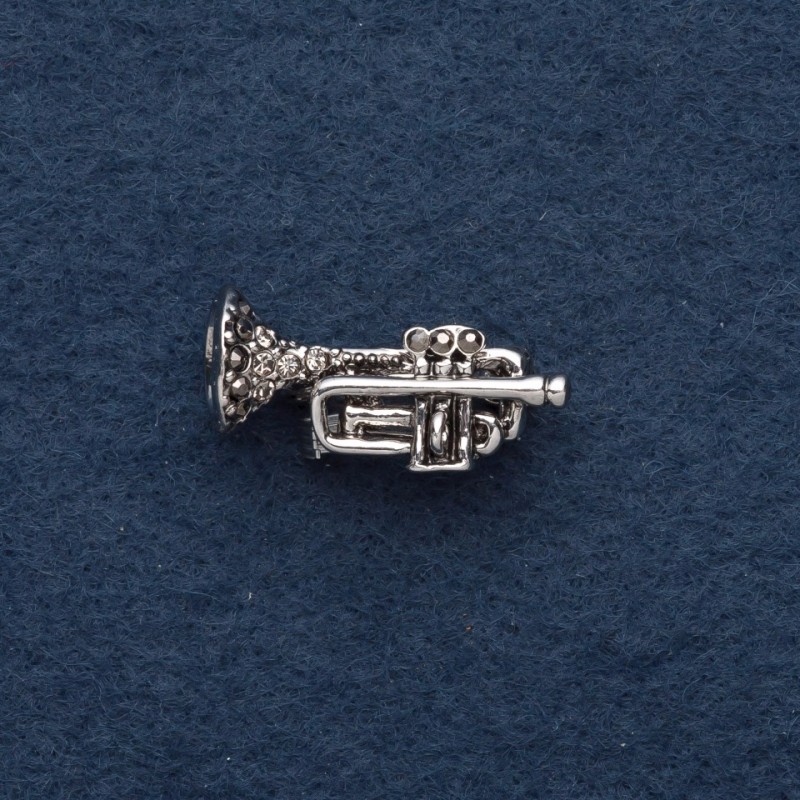 Broche Trompette 3x0,5 cm métal gris
